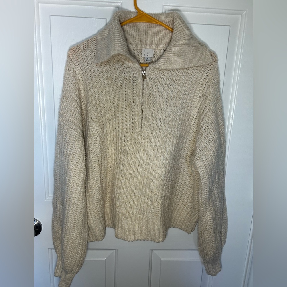 A New Day Cream Knit Sweater with Zip